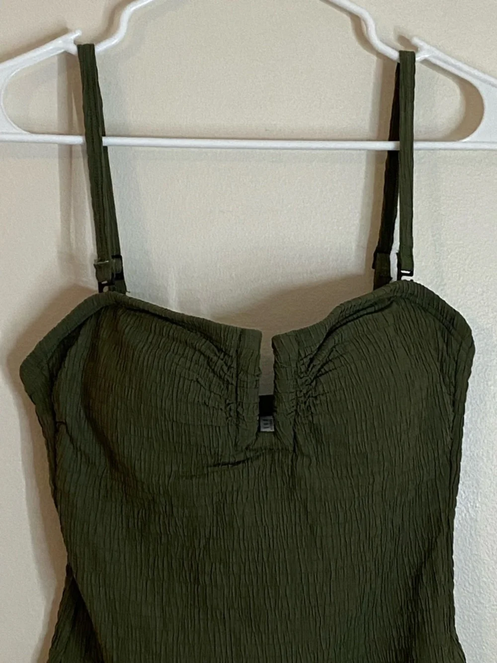 DKNY U-Wire Olive Green Textured One-Piece Swimsuit - Picture 2 of 10